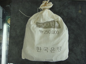 한국은행 500원주화 500주 2003년 500개 들이 미사용 자루관봉