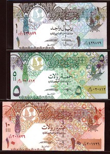외국지폐- QATAR(카타르) 1,5,10 리얄(RIYALS) 3종세트 완전미사용