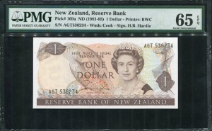 뉴질랜드 1981~85년 1달러 536234 PMG65등급 완전미사용