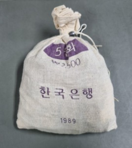 현행 5원주화 1989년 500개 소관봉 미사용